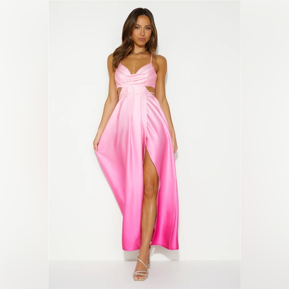 Explore The Unknown Satin Maxi Dress Pink